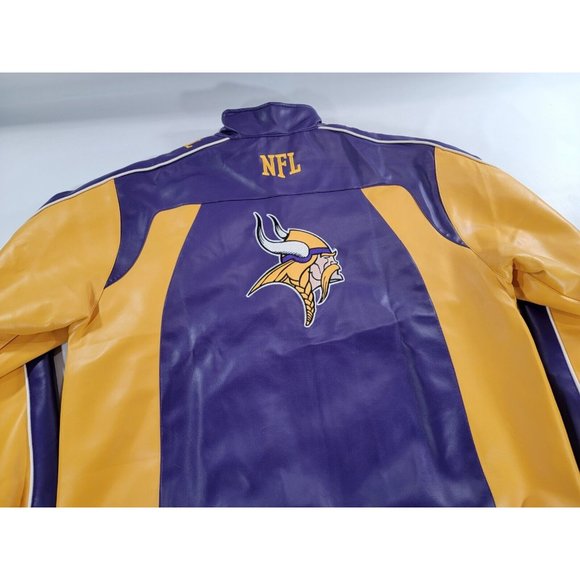 Minnesota Vikings Faux Leather Varsity Jacket Coat Official 2008 NFL Sz L EUC - Picture 5 of 11
